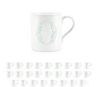 Purely Home Floral Green Letter O Mug - Fine Bone China Small Coffee Tea Mug Present Personalised Initial Gift