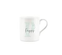 Purely Home Floral Green Letter P Mug - Small Custom Bone China Coffee Tea Mug Present Personalised Initial Gift