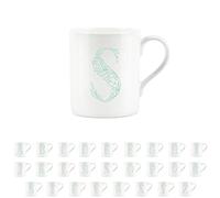 Purely Home Floral Green Letter S Mug - Fine Bone China Small Coffee Tea Mug Present Personalised Initial Gift