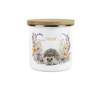 Purely Home Floral Hedgehog Decaf Storage Canister - Pretty Wildlife & Foliage Gifts - Large Enamel Hot Drinks Kitchen Storage Container