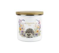 Purely Home Floral Hedgehog Peppermint Tea Storage Canister - 1.2L Large Metal Enamel Kitchen Storage Container