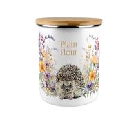 Purely Home Floral Hedgehog Plain Flour Storage Canister - 2.7L Extra-Large Enamel Kitchen Baking Tin Gifts