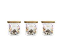 Purely Home Floral Hedgehog Tea, Coffee & Sugar Storage Canisters - Wildlife Creatures & Foliage - White Enamel Medium Containers Pack Of 3