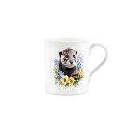 Purely Home Floral Otter Mug - Animals & Flowers Nature Gifts - Creatures Great & Small Wildlife Themed Present - Small Bone China Coffee/Tea Hot Drinks White Cup