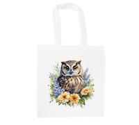 Purely Home Floral Owl Tote Bag - British Birds & Flowers Wildlife Gifts - Shopping Bag Accessories Present