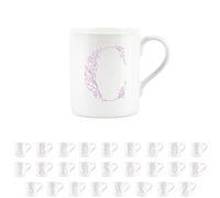 Purely Home Floral Pink Letter C Mug - Fine Bone China Small Coffee Tea Mug Present Personalised Initial Gift