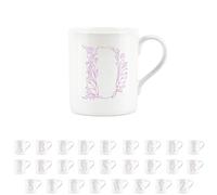 Purely Home Floral Pink Letter D Mug - Fine Bone China Small Coffee Tea Mug Present Personalised Initial Gift