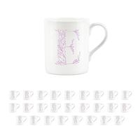 Purely Home Floral Pink Letter E Mug - Fine Bone China Small Coffee Tea Mug Present Personalised Initial Gift