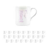 Purely Home Floral Pink Letter F Mug - Fine Bone China Small Coffee Tea Mug Present Personalised Initial Gift