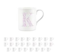 Purely Home Floral Pink Letter K Mug - Fine Bone China Small Coffee Tea Mug Present Personalised Initial Gift