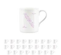 Purely Home Floral Pink Letter N Mug - Fine Bone China Small Coffee Tea Mug Present Personalised Initial Gift