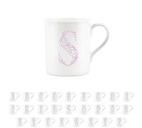 Purely Home Floral Pink Letter S Mug - Fine Bone China Small Coffee Tea Mug Present Personalised Initial Gift