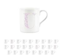Purely Home Floral Pink Letter U Mug - Fine Bone China Small Coffee Tea Mug Present Personalised Initial Gift