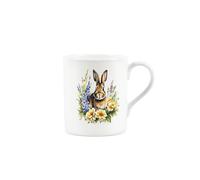 Purely Home Floral Rabbit Mug - Pet Animals & Flowers Nature Gifts - Creatures Great & Small Wildlife Themed Present - Small Bone China Coffee/Tea Hot Drinks White Cup