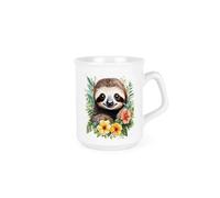 Purely Home Floral Sloth Mug - Exotic Animals & Flowers Nature Gifts - Creatures Great & Small Jungle Wildlife Themed Present - Tea Coffee Hot Drinks Ceramic Cup