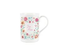 Purely Home Floral Step Mum Mug - Pink Flowers Mothers Day Present - Bone China Coffee/Tea Mug Gift
