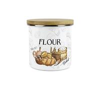 Purely Home Flour Storage Canister - The Bakery Range - White Metal Enamel Kitchen Food Pantry Jar