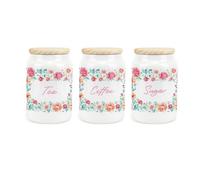 Purely Home - Flower Border - Tea, Coffee & Sugar Canister - Kitchen Storage Jars