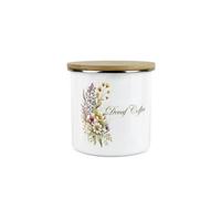 Purely Home Flower Bouquet Decaf Coffee Storage Canister - Kitchen Housewarming Gifts - White Enamel Medium Sized Kitchen Storage Container