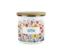 Purely Home Flower Meadow Coffee Storage Canister - Bright Floral Kitchen Décor - Large 1.2L Enamel Hot Drinks/food Storage Container