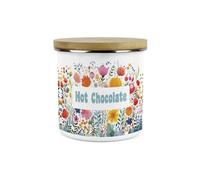 Purely Home Flower Meadow Hot Chocolate Storage Canister - Bright Floral Kitchen Décor - Large 1.2L Enamel Hot Drinks/food Storage Container