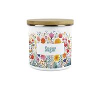 Purely Home Flower Meadow Sugar Storage Canister - Bright Floral Kitchen Décor - Large 1.2L Enamel Hot Drinks/food Storage Container