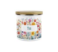 Purely Home Flower Meadow Tea Storage Canister - Bright Floral Kitchen Décor - Large 1.2L Enamel Hot Drinks/food Storage Container