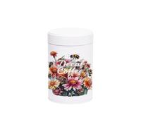 Purely Home Flowers & Bees Decaf Coffee Canister - White Metal Screw Top 750ml Kitchen Storage Tin Gift