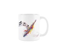Purely Home Flute Mug - Colourful Musical Woodwind Instrument Abstract White Tea Coffee Gift Present Mug