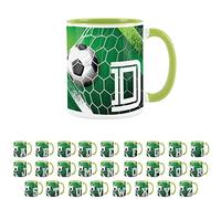Purely Home Football Alphabet Letter D Mug - Light Green Coffee Tea Present Personalised Football Initial Gift