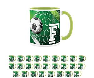 Purely Home Football Alphabet Letter F Mug - Light Green Coffee Tea Present Personalised Football Initial Gift