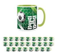 Purely Home Football Alphabet Letter H Mug - Light Green Coffee Tea Present Personalised Football Initial Gift