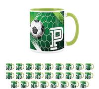 Purely Home Football Alphabet Letter P Mug - Light Green Coffee Tea Present Personalised Football Initial Gift