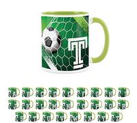 Purely Home Football Alphabet Letter T Mug - Light Green Coffee Tea Present Personalised Football Initial Gift
