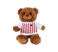 Purely Home Football Kit Teddy Bear - Small Plush Toy Gifts for Sports Fans - Dark Brown Stuffed Animal with Printed Red And White T-Shirt