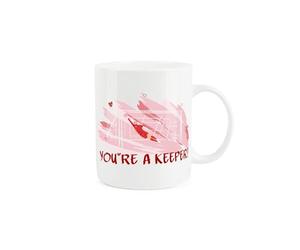 Purely Home Football Valentines Day Mug - Youre a Keeper Football Gift/Present - Tea/Coffee White Bone China Mug
