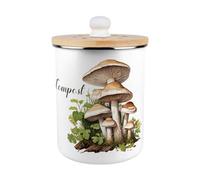 Purely Home Forest Mushrooms Compost Caddy - Metal 2L Decorative Kitchen Food Waste Bin