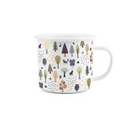 Purely Home Forest Patterned Enamel Mug - Camping Gift Durable Hot Drinks White Outdoor Cup - Travel Picnics Home Hiking