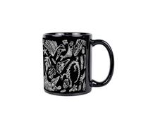 Purely Home Fossils Black Mug - Prehistoric Dinosaurs Ceramic Tea/Coffee Cup Gift