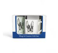 Purely Home French Bulldog Mug & Coaster Gift Set - Lifes Better With A Frenchie - Bone China Mug And Coaster Set - Present For Dog Lovers