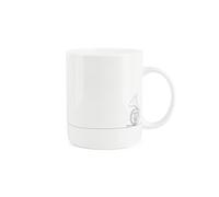 Purely Home French Horn Mug - Musical Instrument Line Drawn Mug - Bone China White Coffee Tea Present Gift