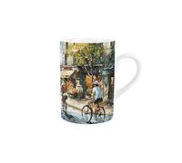 Purely Home French Scenes Mug - City Cyclists Parisian Street Watercolour Artwork - Tea/Coffee Hot Drinks Ceramic Mug Gift/Present