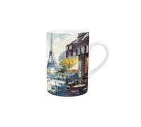 Purely Home French Scenes Mug - Eiffel Tower Parisian Street Watercolour Artwork - Tea/Coffee Hot Drinks Ceramic Mug Gift/Present