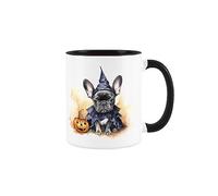 Purely Home Frenchie Mug - Halloween Pumpkins French Bulldog Gift/Present Mug - Tea Coffee White & Black Ceramic Mug for Dog Lovers