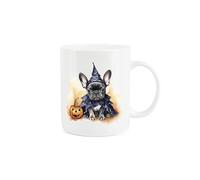 Purely Home Frenchie Mug - Halloween Pumpkins French Bulldog Gift/Present Mug - Tea Coffee White Bone China Mug for Dog Lovers