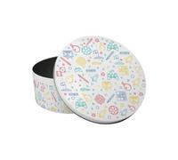 Purely Home Gaming Icons Small Cake Tin - Patterned Kitchen Bakeware Gifts For Gamers - Round Metal Storage Container For Baking 18 X 7Cm