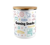 Purely Home Gaming Snacks Storage Canister - Multicoloured Large Enamel Jar Food Themed Gifts for Gamers