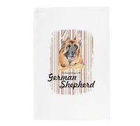 Purely Home German Shepherd Tea Towel - This House Belongs to the Dog - Panama Cotton Kitchen Dish Towel/Drying Cloth - 67cm x 45cm - Gift for Dog Lovers