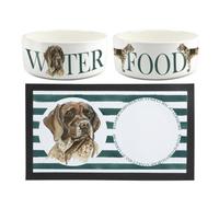 Purely Home German Shorthaired Pointer Pet Mat, Food & Water Bowl Set