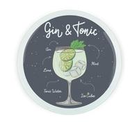Purely Home Gin & Tonic Cocktails Round Glass Serving Board - Chopping Board Worktop Saver